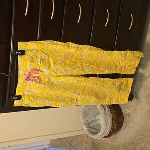 Lands' End Yellow Floral Pajama Pants
